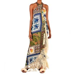 Farm Rio Mixed scarves  halter dress NWT
